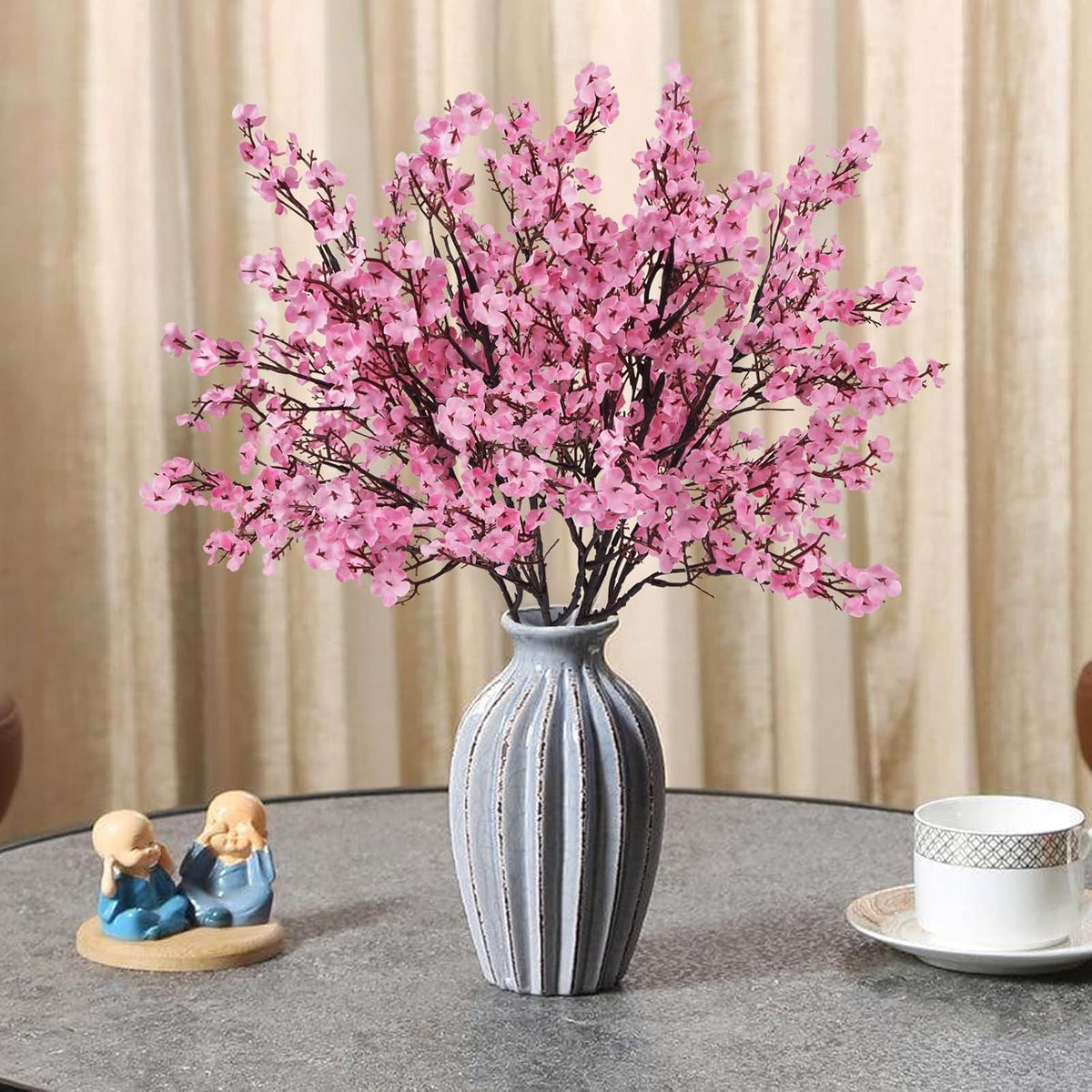 6Pcs Pink Babys Breath Artificial Flowers Real Touch Pink Fake Flowers
