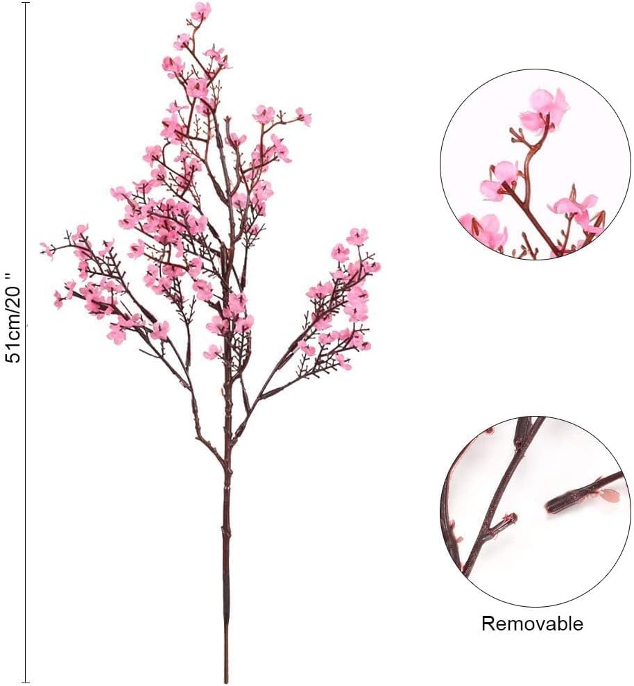 6Pcs Pink Babys Breath Artificial Flowers Real Touch Pink Fake Flowers
