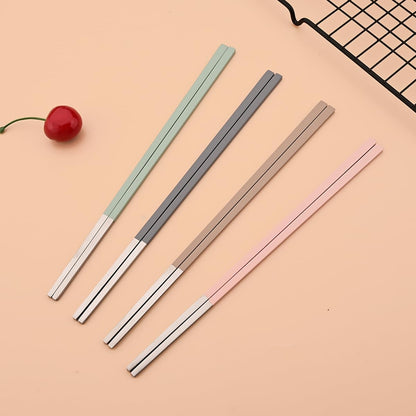 Pink Stainless Steel Korean-style Spoon and Chopsticks Set Service for 3. 6-Piece Reusable Stainless Steel Spoon Chopsticks Set for Home Hotel