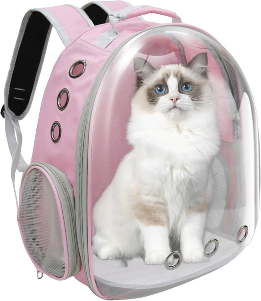 Cat Backpack, Airline Approved Bubble Carrying Bag for Small Medium Dogs Cats, Space Capsule Pet Carrier Dog Hiking Backpack Travel Carrier (Pink)