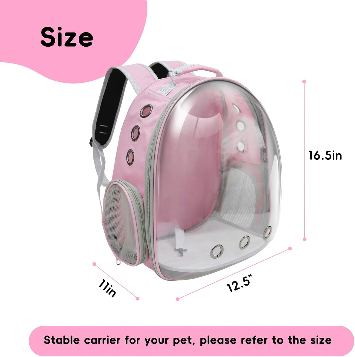 Cat Backpack, Airline Approved Bubble Carrying Bag for Small Medium Dogs Cats, Space Capsule Pet Carrier Dog Hiking Backpack Travel Carrier (Pink)