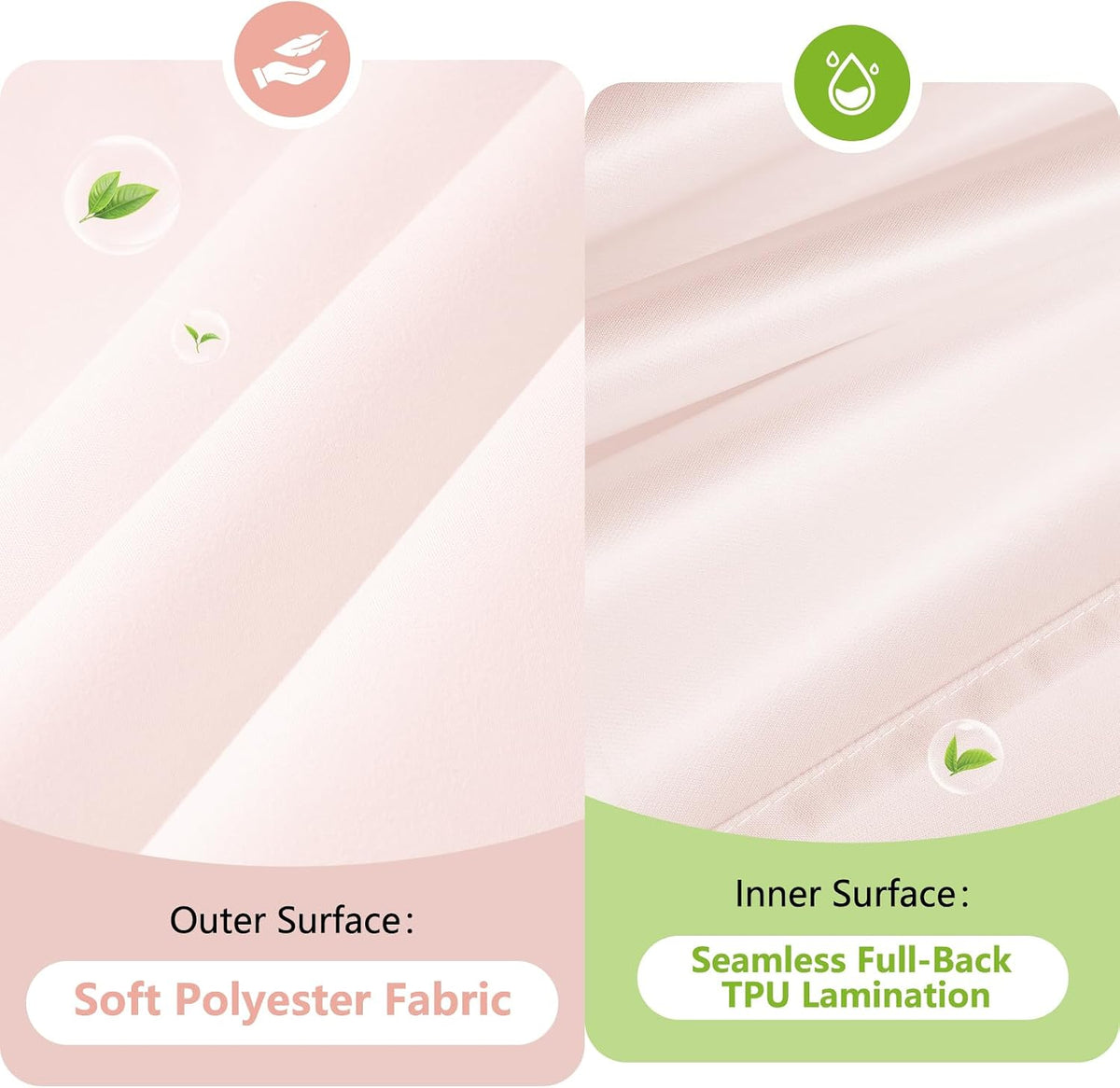 Waterproof Soft Microfiber Shower Curtain TPU Backed Lightweight, Baby Pink Fabric Shower Curtain Liner with 2 Large Magnets, 72 x 72 Inch 2 in 1 Hotel Quality Cloth Bathroom Curtain Washable