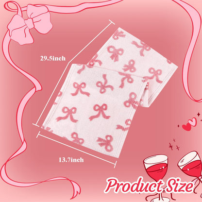 2 Pack Bow Hand Towels Kitchen Towel Pink Bowknot Dish Towel for Bathroom Hand Drying Kitchen Cleaning Gift Set, 29.5 x 13.7 Inch