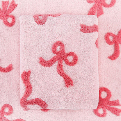 2 Pack Bow Hand Towels Kitchen Towel Pink Bowknot Dish Towel for Bathroom Hand Drying Kitchen Cleaning Gift Set, 29.5 x 13.7 Inch