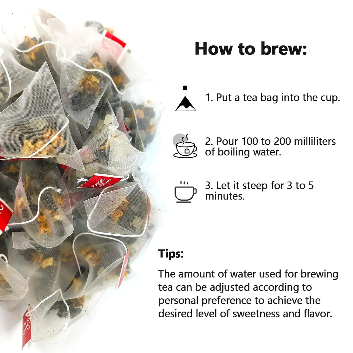Peach Oolong Tea Bags Pure Natural Dried Peaches Apples Oolong Herbal Teas, Mixed Fruit Loose Leaf Tea Refreshing Fruit Cold and Hot Teabags No Gluten, Vegan - 3.7 oz (3.5g×30packets)