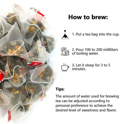 Peach Oolong Tea Bags Pure Natural Dried Peaches Apples Oolong Herbal Teas, Mixed Fruit Loose Leaf Tea Refreshing Fruit Cold and Hot Teabags No Gluten, Vegan - 3.7 oz (3.5g×30packets)