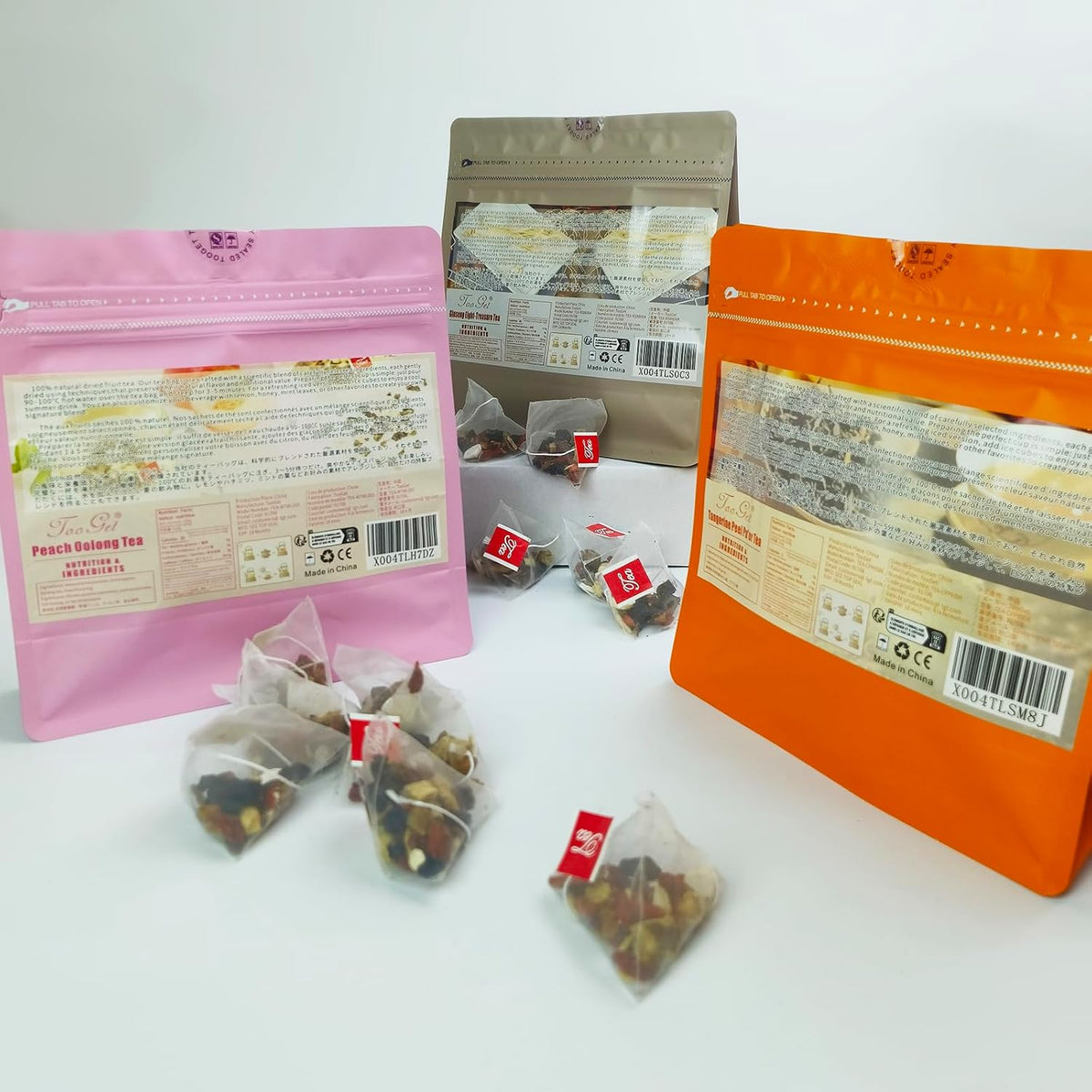 Peach Oolong Tea Bags Pure Natural Dried Peaches Apples Oolong Herbal Teas, Mixed Fruit Loose Leaf Tea Refreshing Fruit Cold and Hot Teabags No Gluten, Vegan - 3.7 oz (3.5g×30packets)