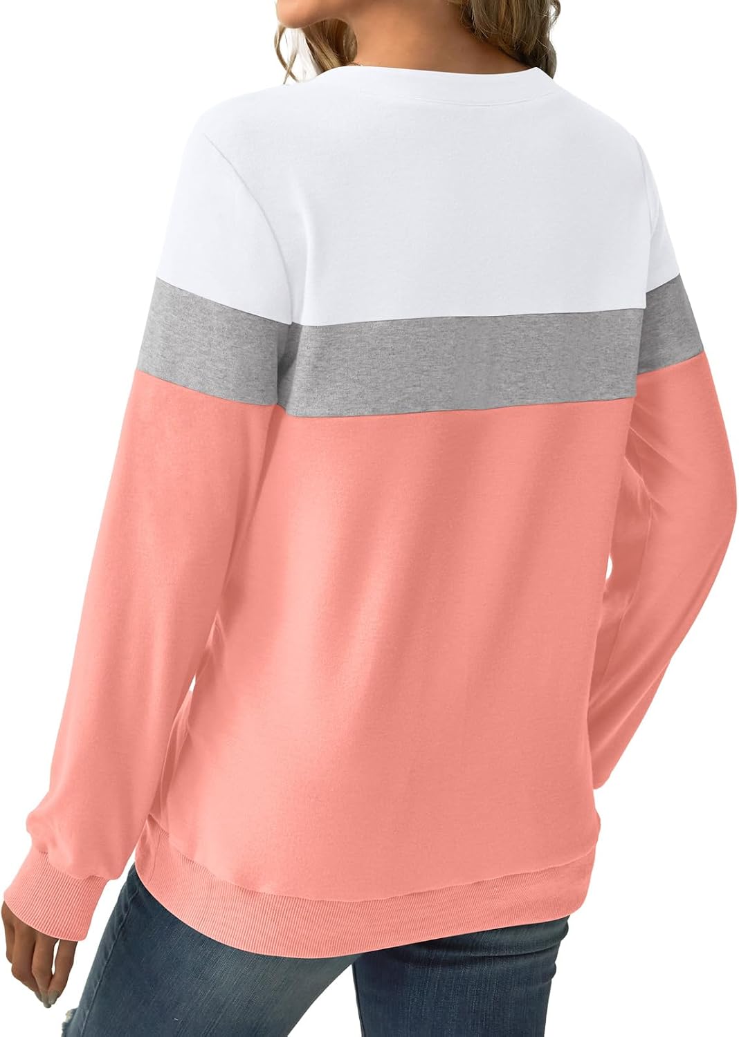 Womens Sweatshirts Long Sleeve V Neck Tops Fall Winter Basic Casual Lightweight Pullover Shirt