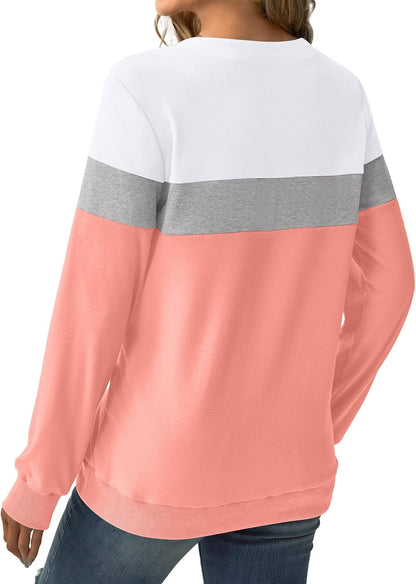 Womens Sweatshirts Long Sleeve V Neck Tops Fall Winter Basic Casual Lightweight Pullover Shirt