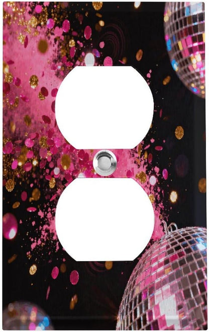 Stainless Steel Neon Pink Splatter Switch Plate Cover, American Standard 4.5"x2.8" Duplex Wall Plates Decorative Outlet Covers Electric Receptacle Cover for Home Office Contractor