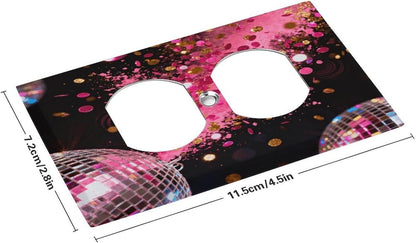 Stainless Steel Neon Pink Splatter Switch Plate Cover, American Standard 4.5"x2.8" Duplex Wall Plates Decorative Outlet Covers Electric Receptacle Cover for Home Office Contractor