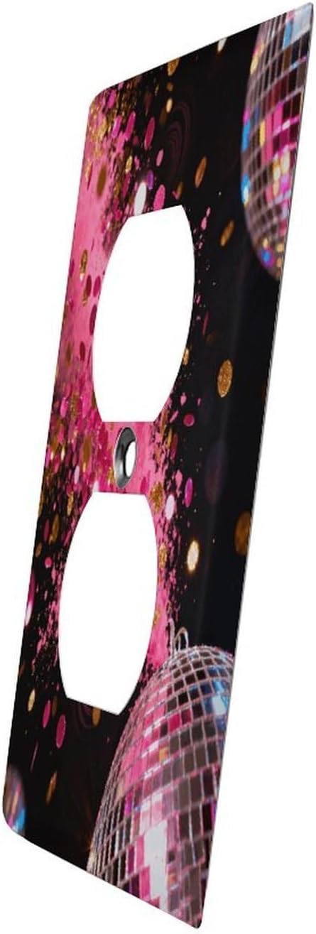 Stainless Steel Neon Pink Splatter Switch Plate Cover, American Standard 4.5"x2.8" Duplex Wall Plates Decorative Outlet Covers Electric Receptacle Cover for Home Office Contractor