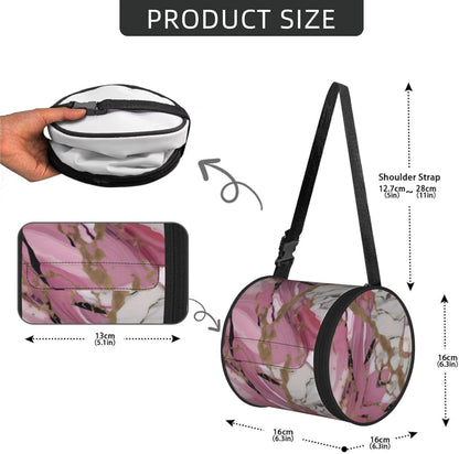 Pink White Marble Pattern Print Cylinder Tissue Box Cover Portable Tissue Holder for Bathroom Car Office Home Indoor Outdoor
