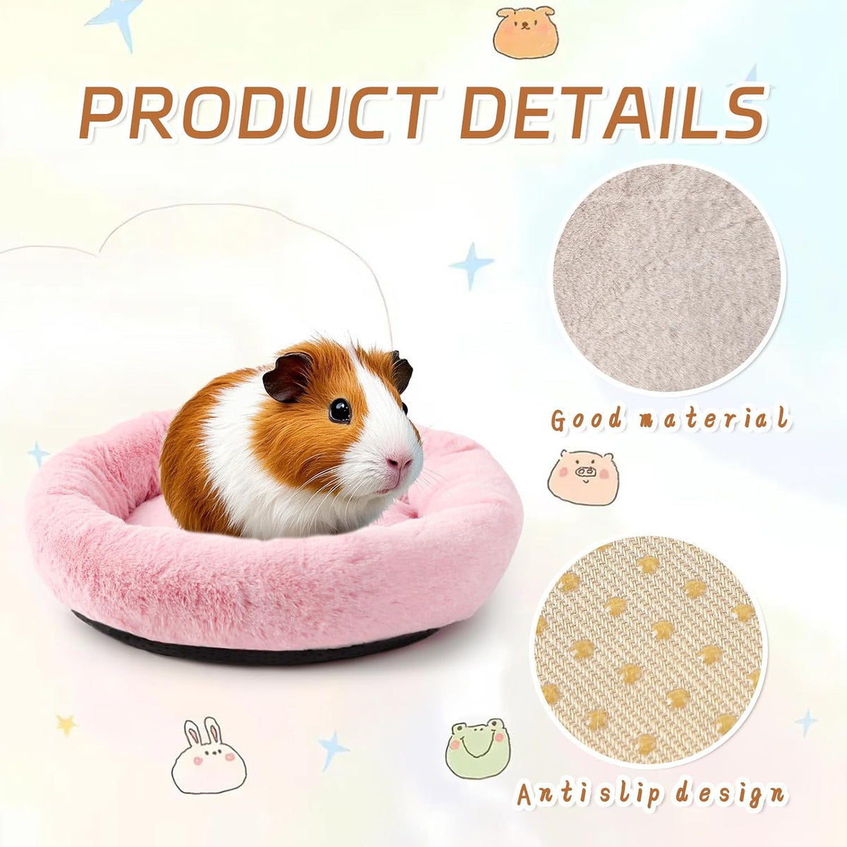 FEBSNOW Guinea Pig Bed, Soft Fleece Hamster Bed for Small Animals