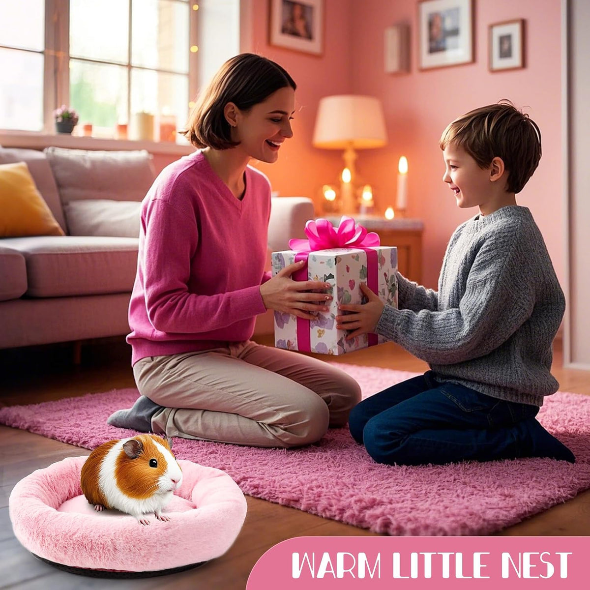 FEBSNOW Guinea Pig Bed, Soft Fleece Hamster Bed for Small Animals