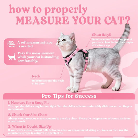 Cat Harness and Leash Set, Escape Proof Vest, Pink