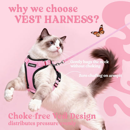 Cat Harness and Leash Set, Escape Proof Vest, Pink