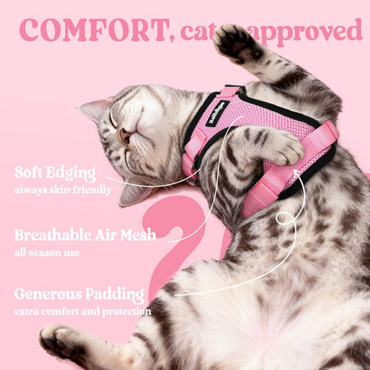 Cat Harness and Leash Set, Escape Proof Vest, Pink