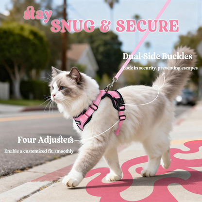 Cat Harness and Leash Set, Escape Proof Vest, Pink