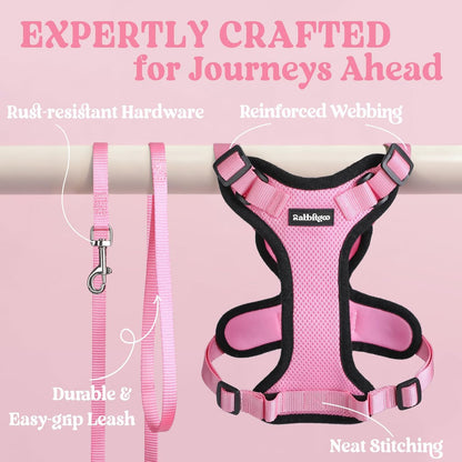 Cat Harness and Leash Set, Escape Proof Vest, Pink