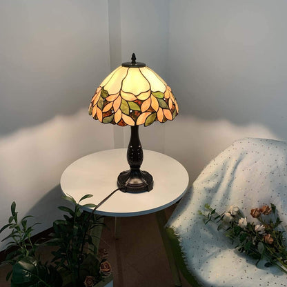 L10805 Pink Wisteria Tiffany Style Stained Glass Table Lamp, 14" W x 22.5" H