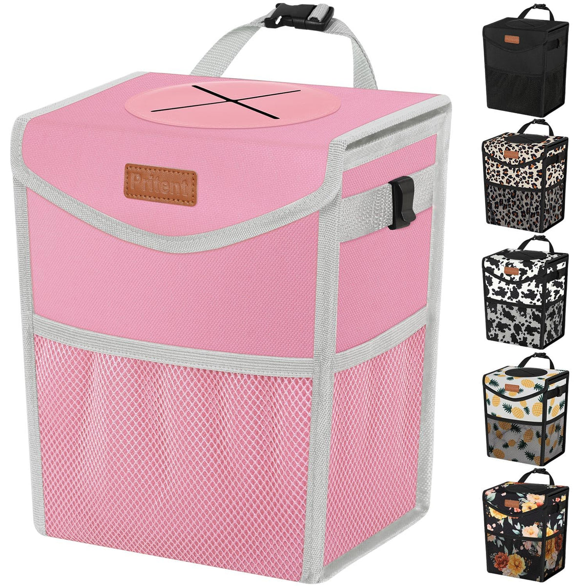 Car Trash Can with Lid Leakproof Car Garbage Bag Vehicle Trash Bin