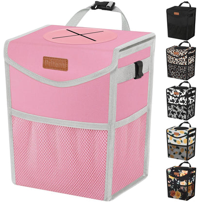 Car Trash Can with Lid Leakproof Car Garbage Bag Vehicle Trash Bin