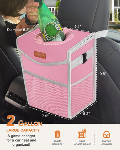 Car Trash Can with Lid Leakproof Car Garbage Bag Vehicle Trash Bin