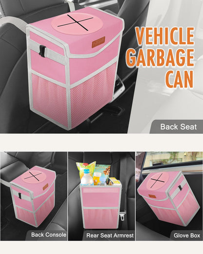 Car Trash Can with Lid Leakproof Car Garbage Bag Vehicle Trash Bin