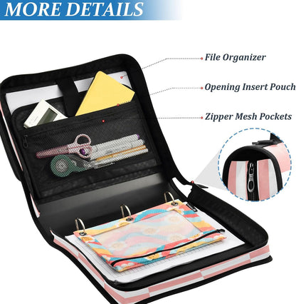 3 Ring Zipper Binder With Shoulder Strap Documents Storage Organizer Animal Dog