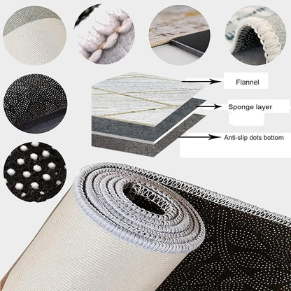 Nordic Minimalist Geometry Art Living Room Rug, Abstract Pink Gold Gray White Marble Area Rug, Non-Slip Low Pile Durable Washable Indoor Rug for Sofa Girls Room Bedroom Entryway-5x6ft