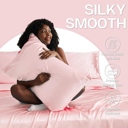 Satin Pillowcase 2 Pack, King Size 20"x40", Light Pink