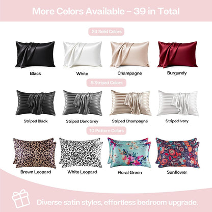 Satin Pillowcase 2 Pack, King Size 20"x40", Light Pink