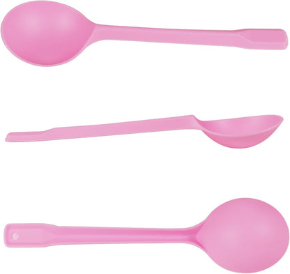 Pack of 100 Pink Extra-Heavy Weight Disposable Plastic Spoons Disposable Flatware Silverware for Soup Dessert Ice Cream Take Out Spoon