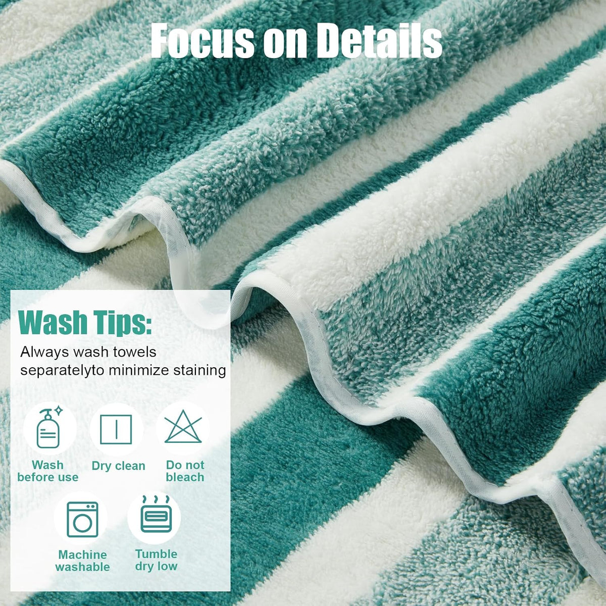 12 Pcs Microfiber Striped Bath Towels and Washcloths Set, Morandi