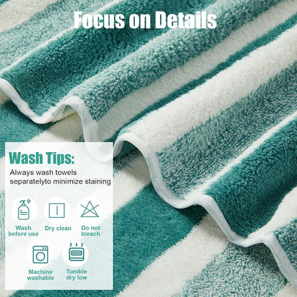12 Pcs Microfiber Striped Bath Towels and Washcloths Set, Morandi