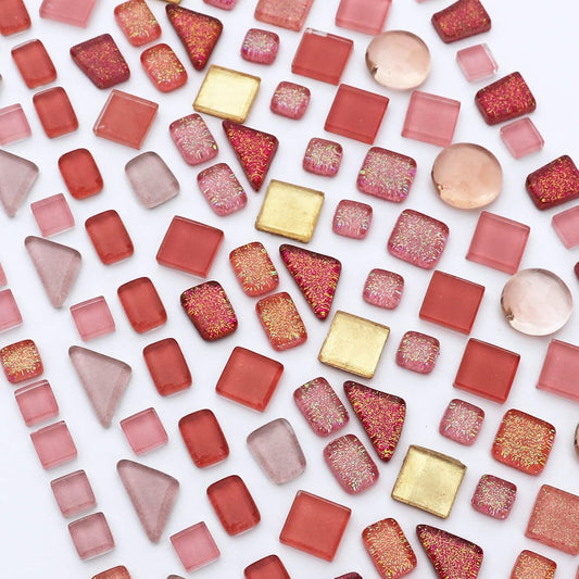 Assorted Pink Irregular Crystal Mosaic Tiles, 9oz Value Pack - Perfect for Art Crafts, Mosaic Making Projects, Home Decor, and More
