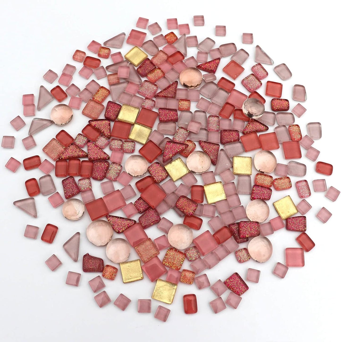 Assorted Pink Irregular Crystal Mosaic Tiles, 9oz Value Pack - Perfect for Art Crafts, Mosaic Making Projects, Home Decor, and More