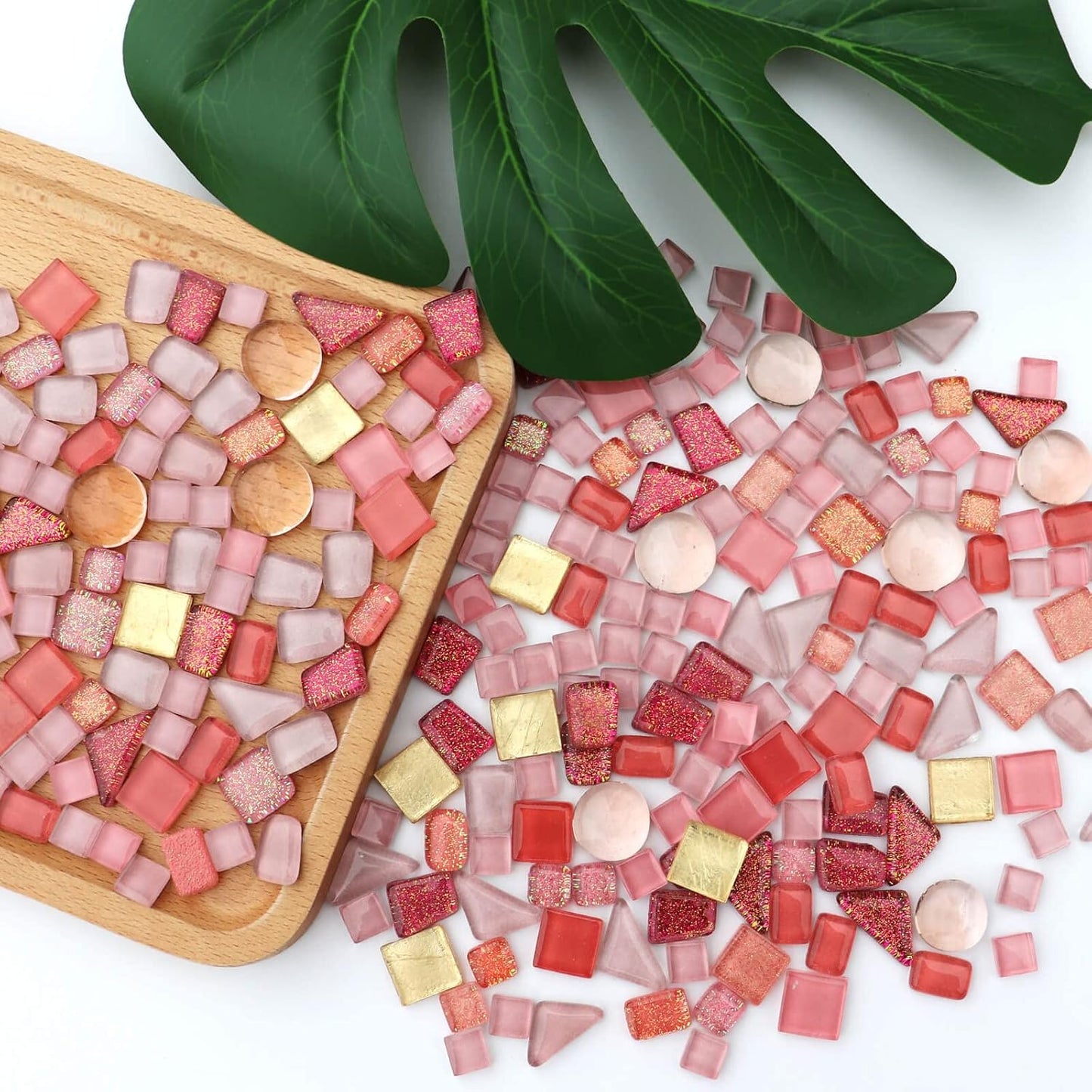Assorted Pink Irregular Crystal Mosaic Tiles, 9oz Value Pack - Perfect for Art Crafts, Mosaic Making Projects, Home Decor, and More