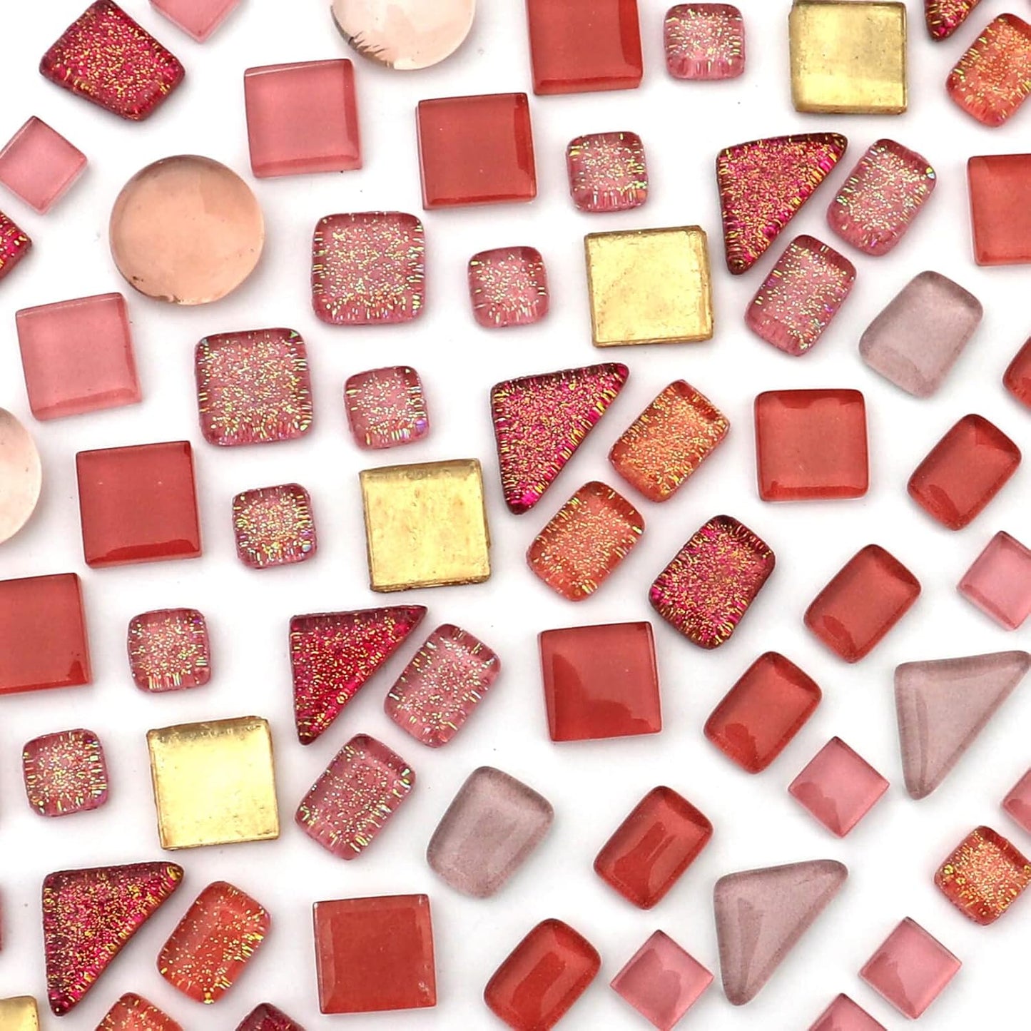 Assorted Pink Irregular Crystal Mosaic Tiles, 9oz Value Pack - Perfect for Art Crafts, Mosaic Making Projects, Home Decor, and More