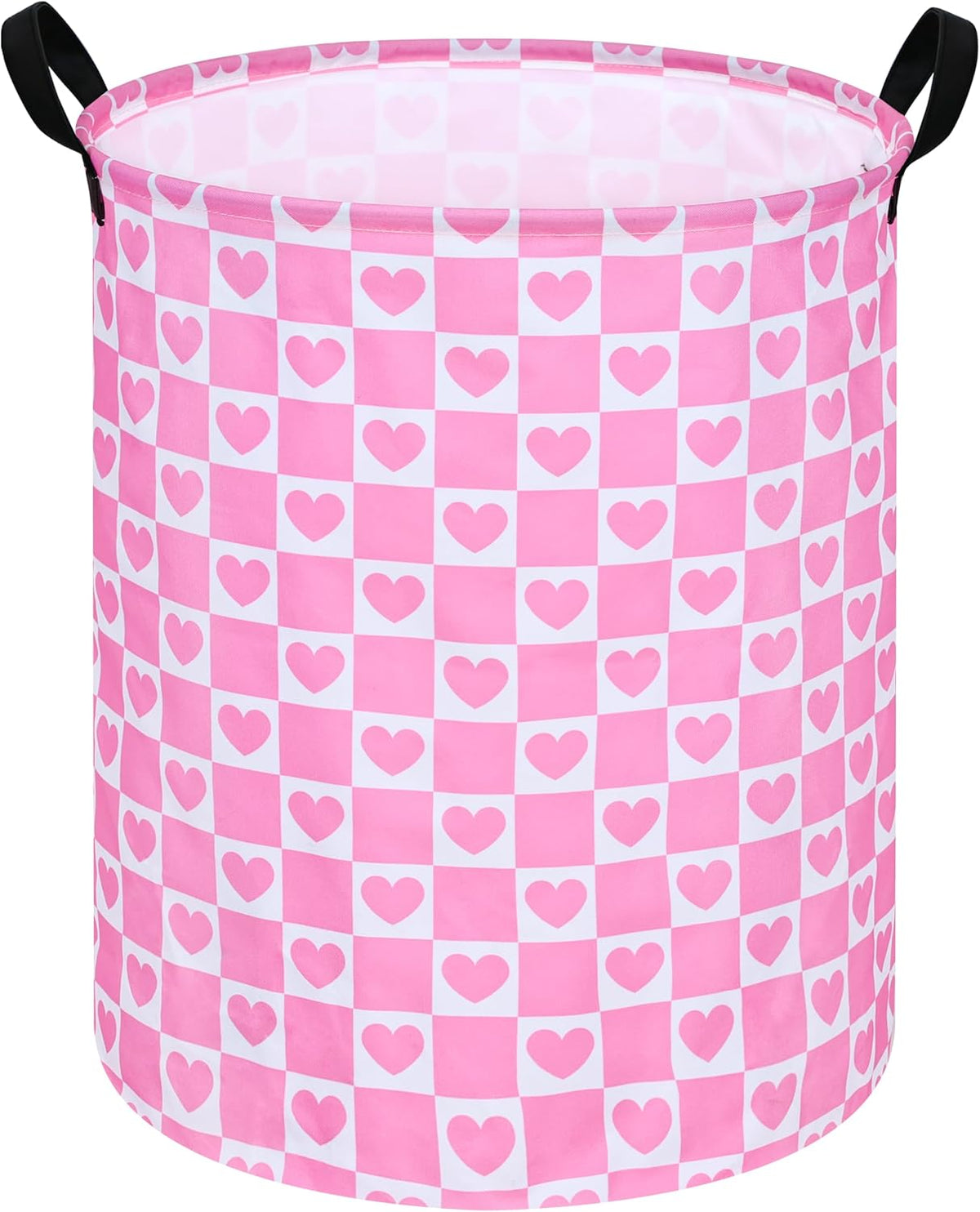 19.7" Round Kids Laundry Basket Gift Baskets Storage Laundry Hamper Toys Nursery Bin with Handles,Storage Basket for Childrens Room Bedroom Decor (Pink Heart)