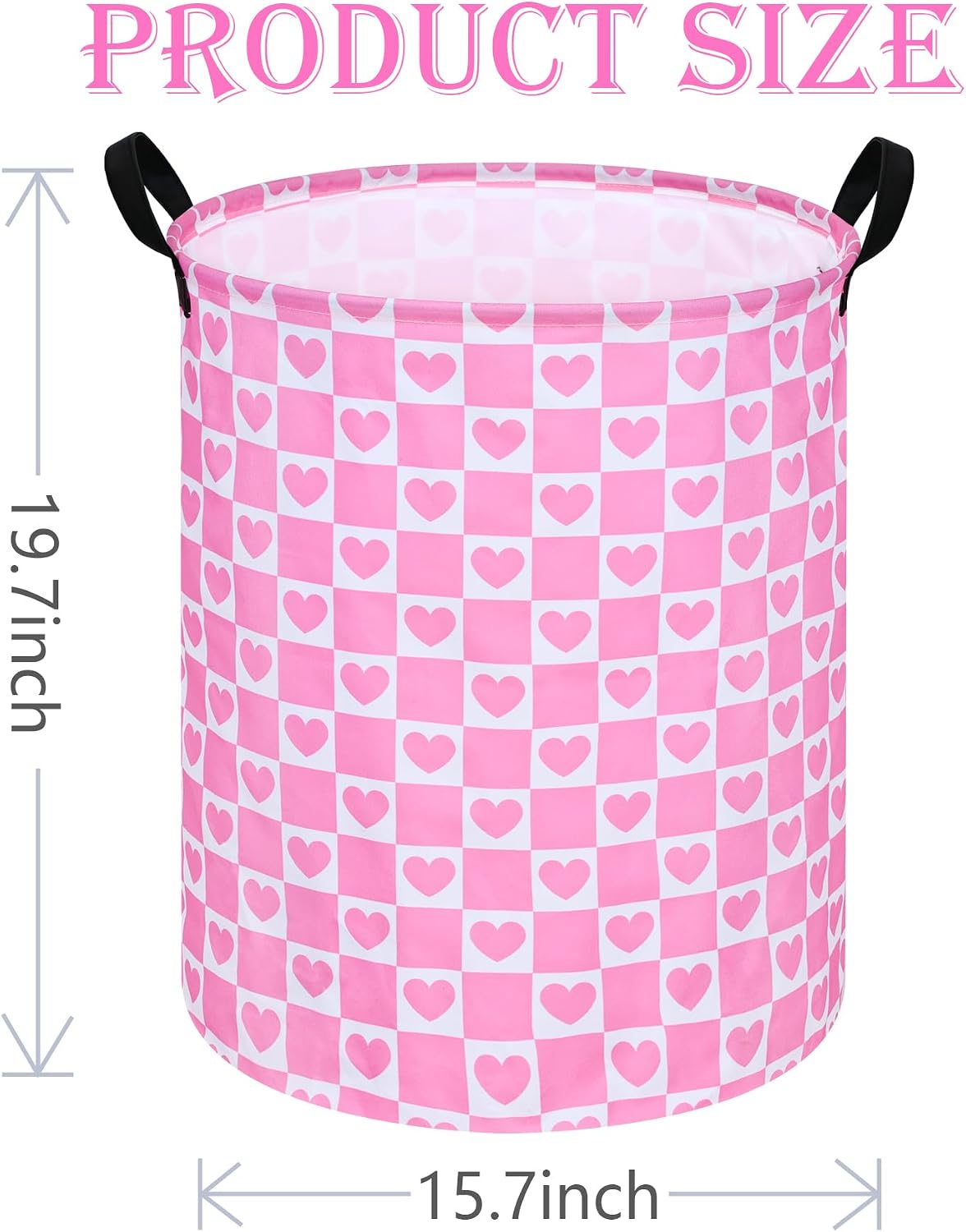 19.7" Round Kids Laundry Basket Gift Baskets Storage Laundry Hamper Toys Nursery Bin with Handles,Storage Basket for Childrens Room Bedroom Decor (Pink Heart)