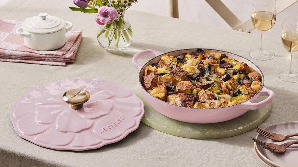 Enameled Cast Iron Petal Braiser, 2.25 qt., Chiffon Pink