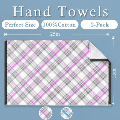 Checkered Hand Towels 2PC 15"x25", 100% Cotton