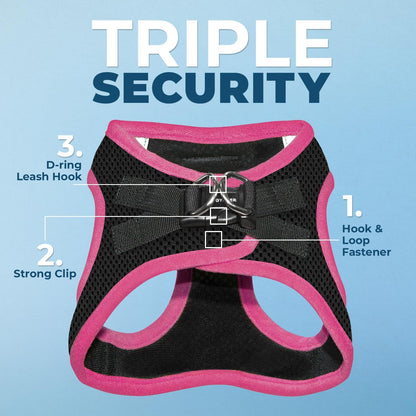 Voyager Step-in Air Dog Vest Harness - Black/Pink Trim, Small