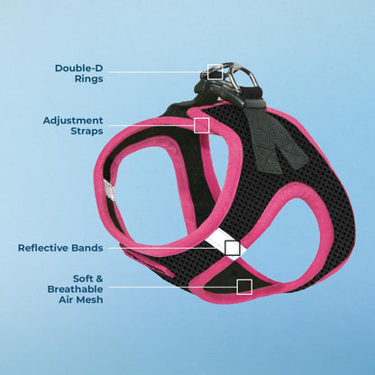 Voyager Step-in Air Dog Vest Harness - Black/Pink Trim, Small