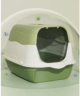 Large Covered Litter Box With Lid - Fully Enclosed Cat Toilet Pan and Scoop