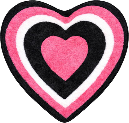 1 Pcs Beach Bathroom Rug Heart, Black&Pink