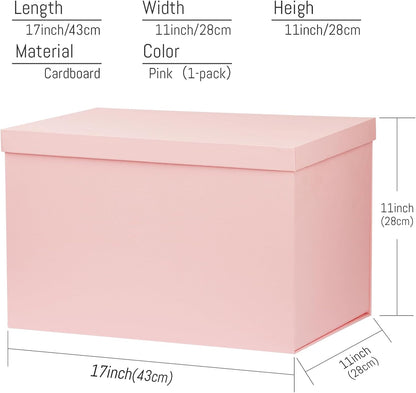 Extra Large Gift Box,17x11x11 Inches Pink Gift Boxes with Lids for Presents,11-inch Deep Gift Box for Wrapping Gifts.Ideal for Birthday,Weddings,Anniversary,Christmas or Business.