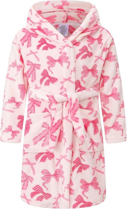 Kids Hooded Bathrobe Girls Soft Plush Hooded Flannel Pajamas Sleepwear Boys Spa Robe